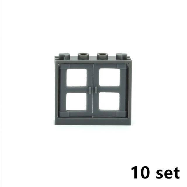 Stadtzubehör Wandpaneel Fensterrahmen Ziegelsteinstütze Zaun MOC 59350 59349 Tür Spielzeugauto Fenster Militärteile Bausteine