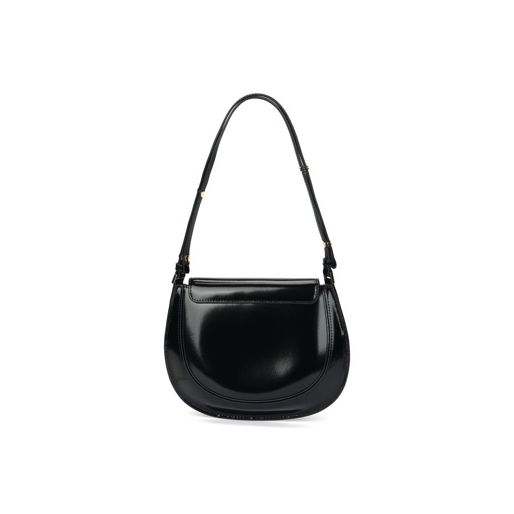 Tory Burch Robinson Spazzolato Adjustable Shoulder Strap Gold Metal Accents Leather Shoulder Bag Small Women Shoulder Bag Black 163367-001