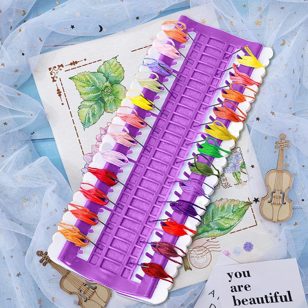 50-Hole Cross Stitch Row Line Board Craft Storage Holder Knit Tools Accessory with Marking Card Efficient for DIY Sewing Storage