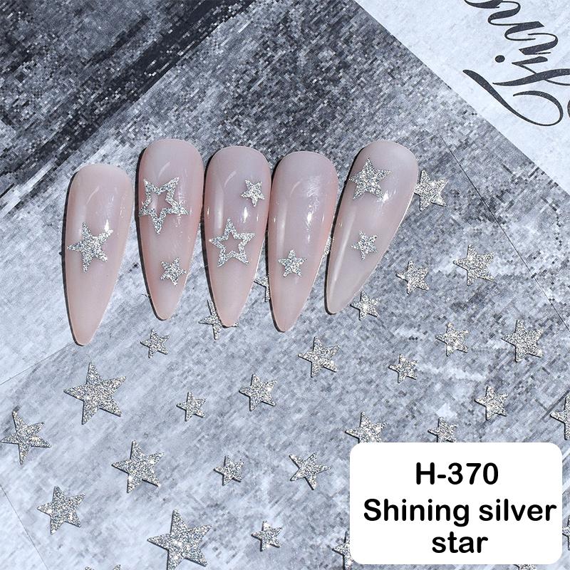 

Broken Diamond Flash Silver Shape Paintings Nail Sticker Bow Love Stars Enhancement Adhesive Nail Decal Accessories as the picture