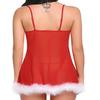 Hot-Selling Sexy Christmas Nightdress with White Fur Trim and Lace