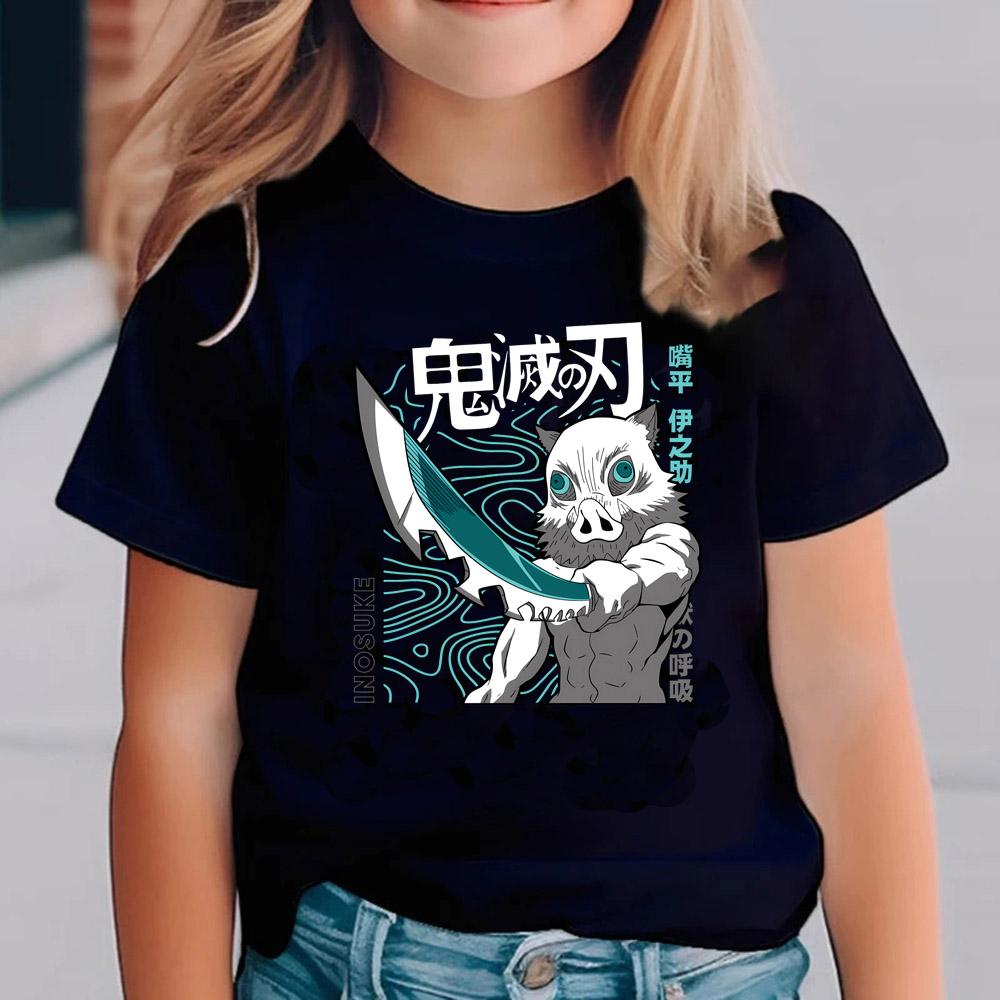 Çocuklar İçin Demon Slayer Tişörtleri Anime Çizgi Film Kısa Kollu Gömlek Erkek Kız Yazlık Kimetsu No Yaiba Üst Çocuk Kıyafetleri Hediyeler