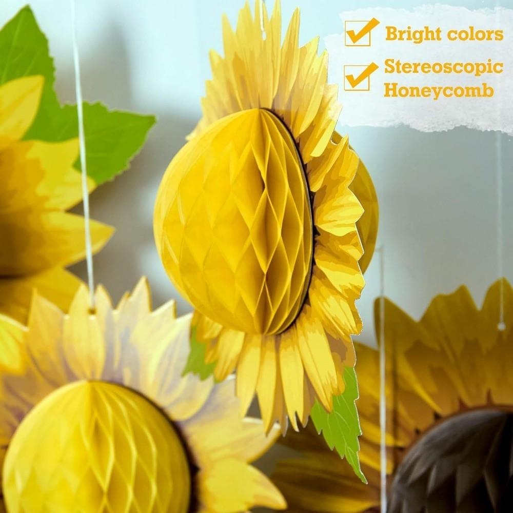 9pcs/set Spring Colorful Paper Flower Hawaiian Style Baby Shower Honeycomb Paper Sunflower Hanging Decorations for Girl Birthday
