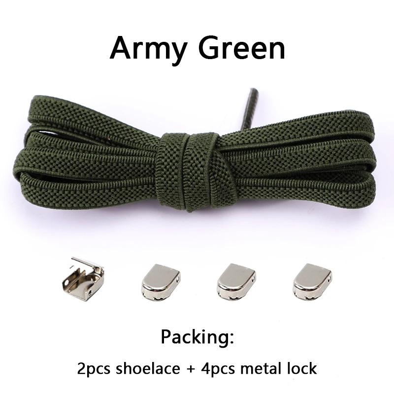 1 Pair Flat Shoe Laces For Sneakers Elastic Shoelaces Without Ties Press The Metal Lock Lazy Shoes Lace Rubber Band Accessories