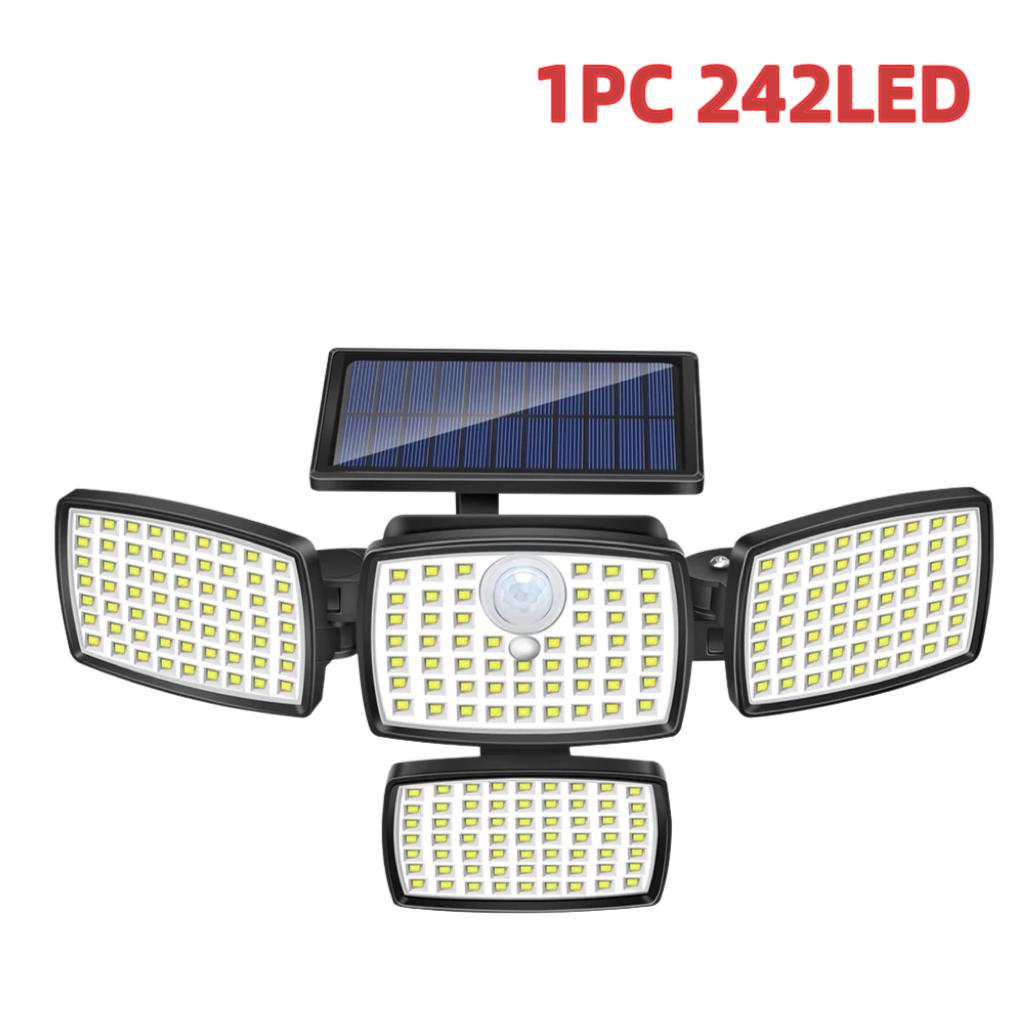 

242 LED Solar Outdoor Wall Lamp with Motion Sensor Lights 3 Lighting Modes Waterproof Solar Garden Lights for Yard Garage Decor