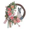 Easter Rabbit Wreath Spring Decoration for Front Door or Wall Hanging Accessory 6XDE