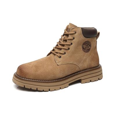 Bottes à plateforme en cuir de porc britannique tendance pour hommes Designer Chaussures de travail pour hommes à semelle souple Mode Décontracté Automne Hiver Bottines pour hommes