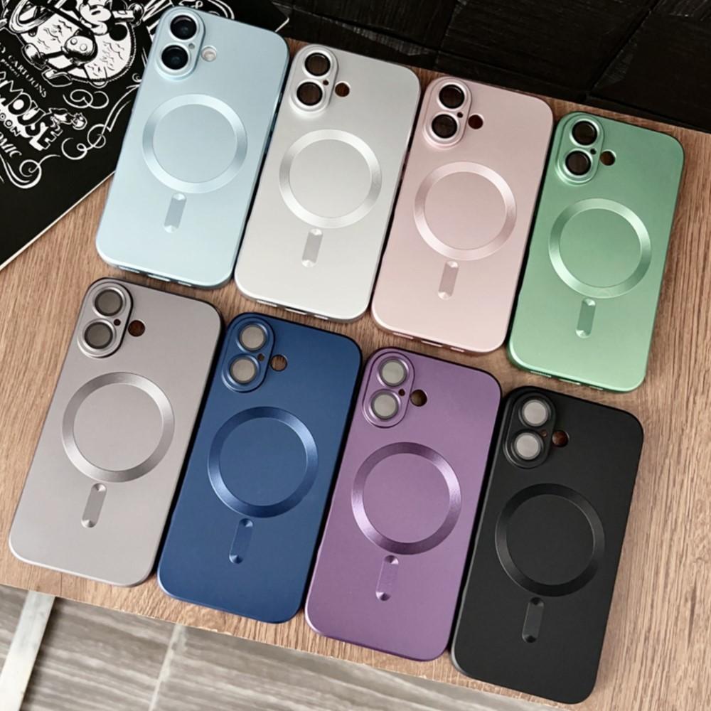 Luxury Metallic Matte Magnetic For Magsafe Armor Case For iPhone 16 15 14 Pro Max Plus 13 12 11 XR X XS 7 8 SE Shockproof Cover