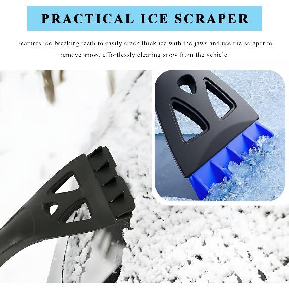31.5" Ice Scraper and Extendable Snow Brush, 360° Rotating Brush Car Snow Scraper with Ergonomic Foam Grip, 3-in-1 Detachable Winter Ice Removal