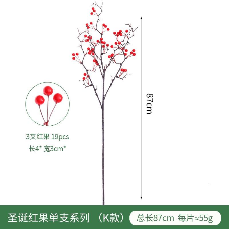 Artificial Red Berry Decorations Christmas Holiday Centerpieces Foam Winter Holly Branches With 3-16 Fork Clusters