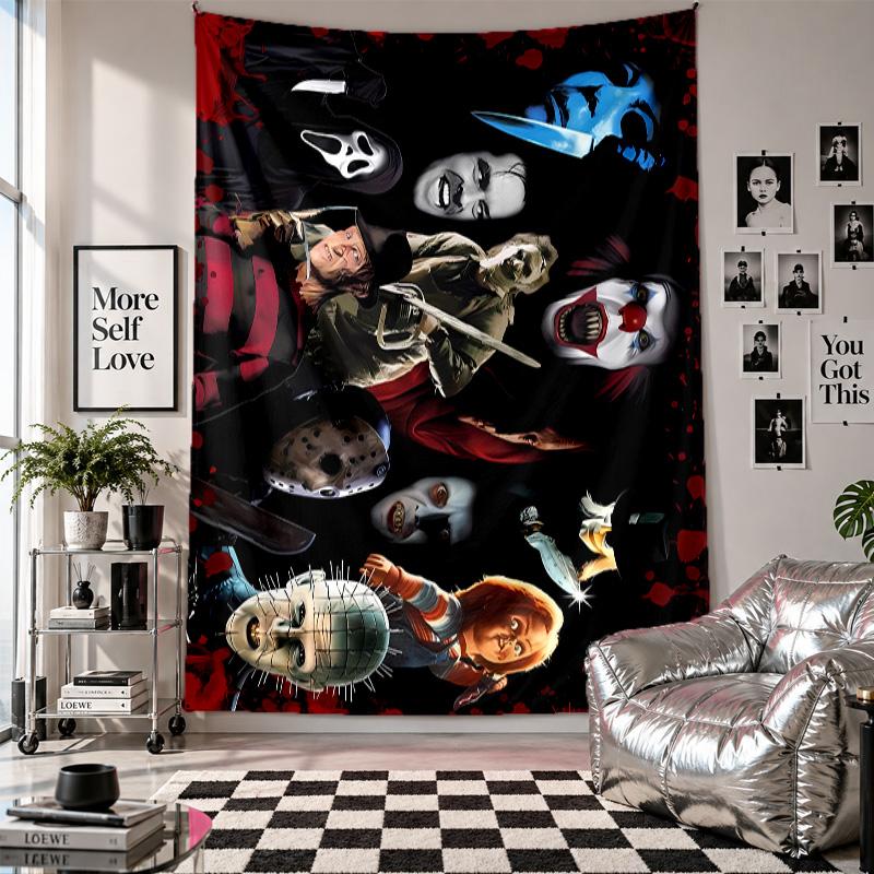 Wall TapestryHorror Movies Art Hanging Cloth Decorative Background Cover for Room Decoration