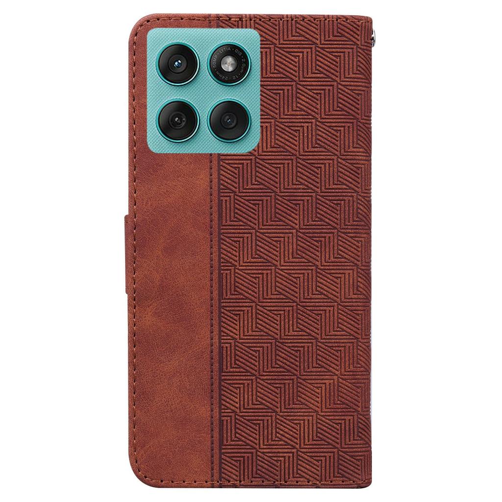 For Motorola Edge 60 5G/60 Fusion 5G Case Geometry Pattern Leather Wallet Phone Cover with Wrist Strap