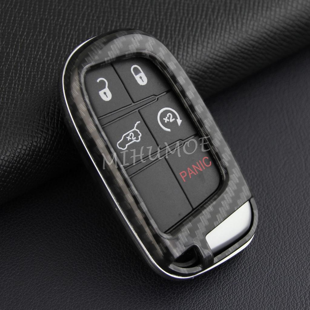 Für Jeep Dodge Carbon Fiber Key Fob Kette Abdeckung Fall Grand Cherokee Renegade Compass Ladegerät Challenger Durango