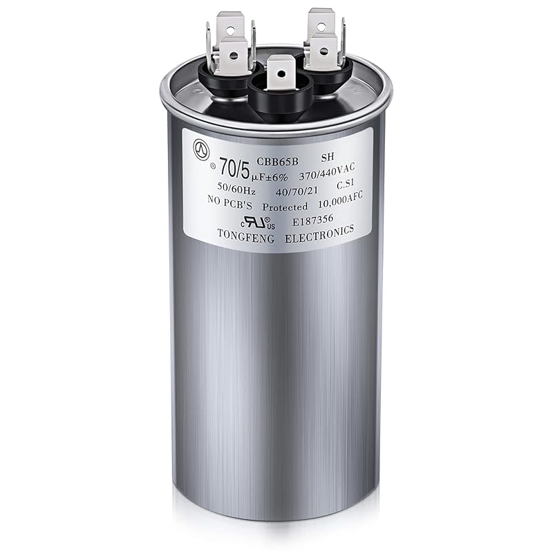 55+15 uF±6% 370/440V CBB65 Dual Run Round Capacitor for AC Motor, HVAC Capacitor, Air Conditioner Replacement, Heat Pump, Fan Start, Condenser