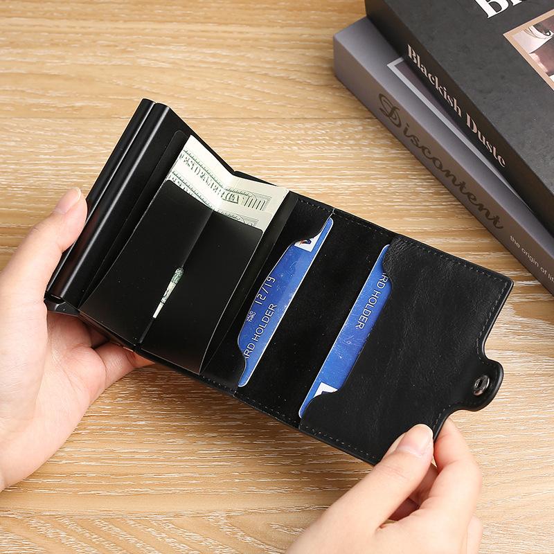 Double-Layer Aluminum Auto-Pop Card Holder - Multi-Slot RFID Metal Wallet with Slim Design