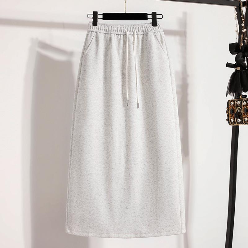 

DIMANAF Юбки больших размеров женские эластичные повседневные свободные хлопковые базовые однотонные 2025 осень 4XL