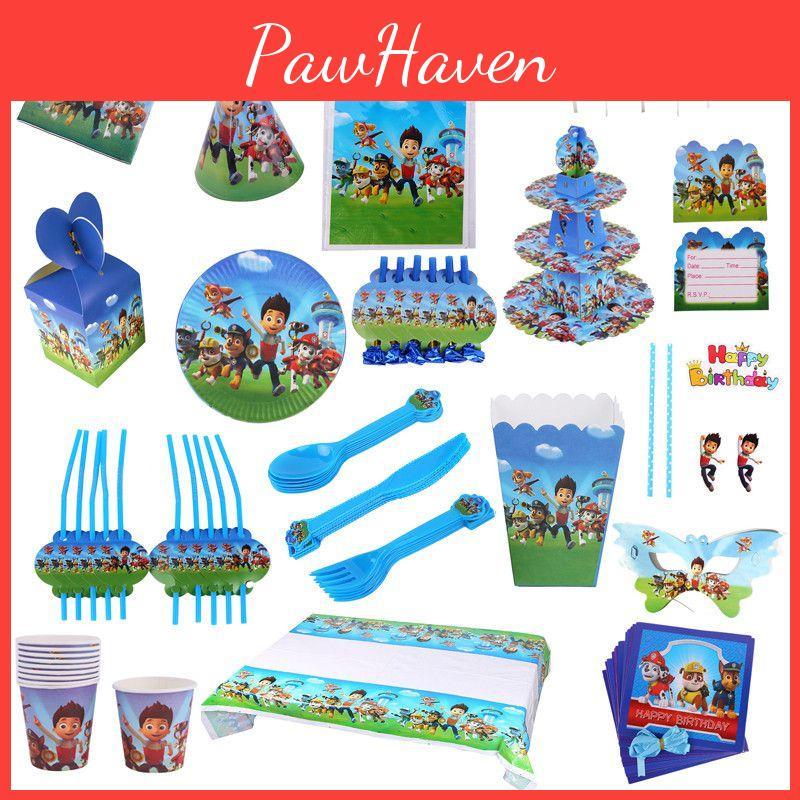 Festive Paw Patrol Kids Birthday Party Supplies With Colorful Decorations And Tableware Essentials