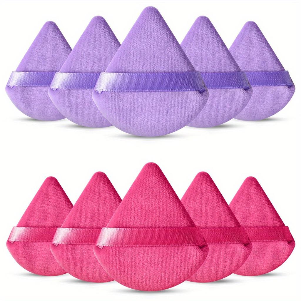 10 Stück dreieckige Puderquasten, geeignet für Körperpuder, Samtpuderquasten, Kosmetik-Foundation, Make-up-Beauty-Mixer, Make-up-Tools, Puderquasten