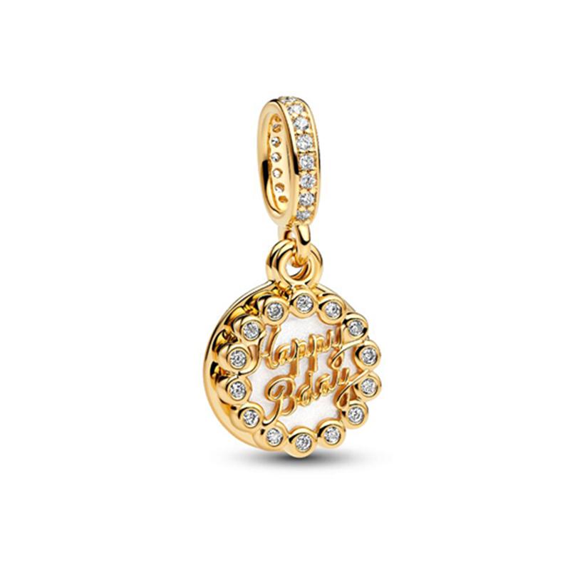 NEW DIY Gold Plated Pearl Eternity Circle Cupid Heart Family Tree Dangle Charm Beads for Original Silver Bracelet Jewelry