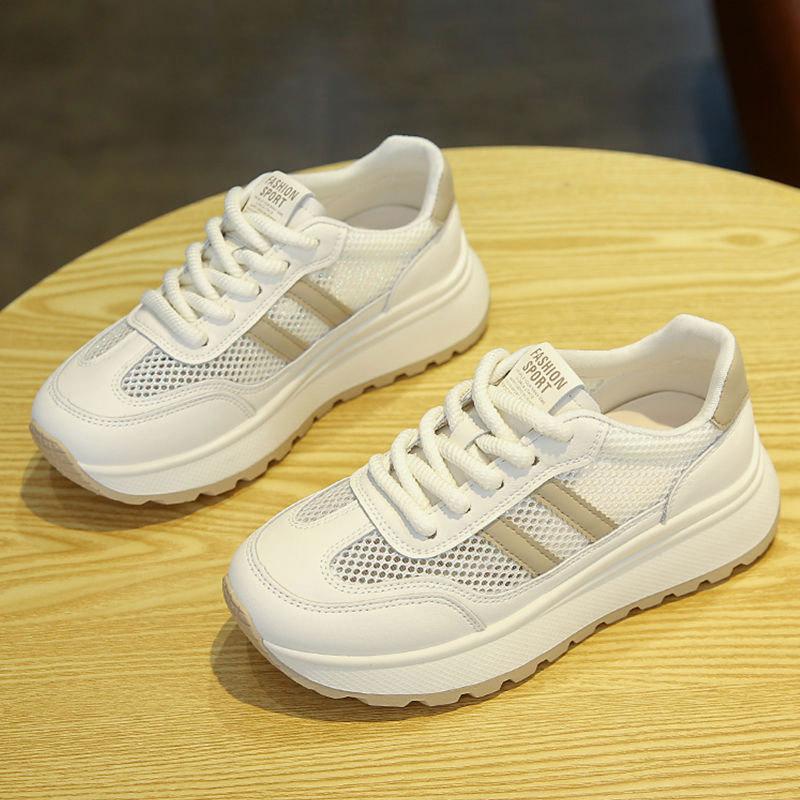 First layer cowhide~ genuine leather mesh Forrest Gump shoes women's summer versatile casual sports dad shoes platform women's shoes