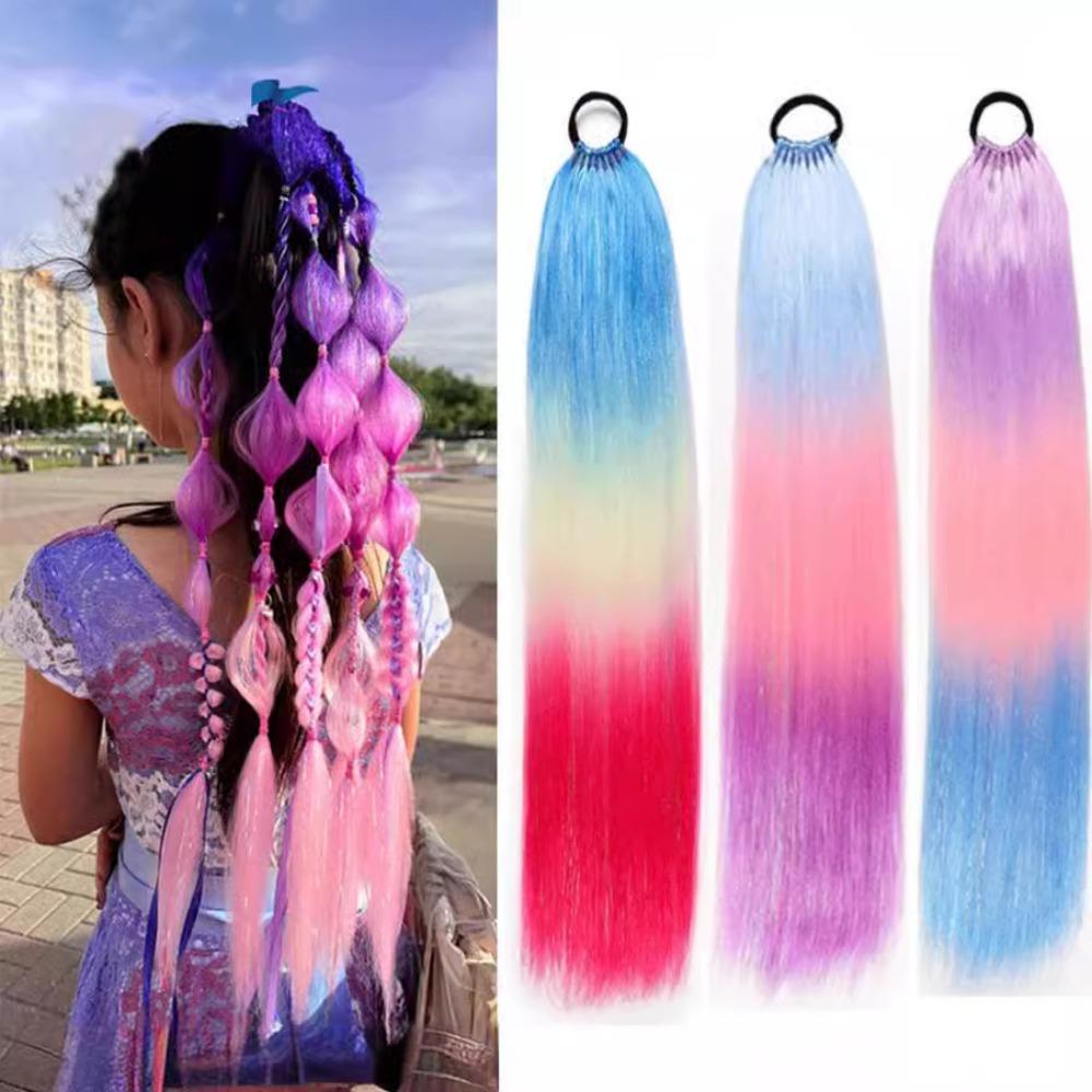 

Высокотемпературная пряжа 26 дюймов, Jumbo Ponytail Extension, наращивание волос в стиле панк, модная резинка для волос для женщин