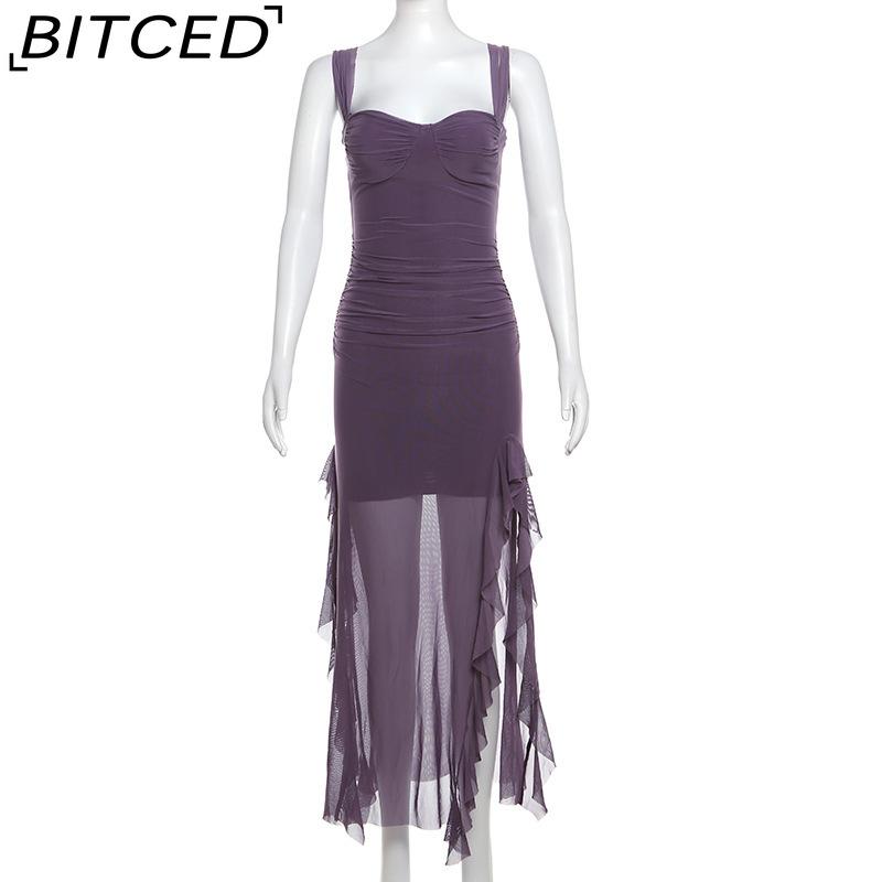 BITCED Spring/Summer Women's Collection: Sensual Strappy Halter Neck Split-Hem Fitted Maxi Dress