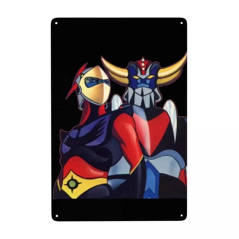 Vintage Goldorak Grendizer Metal Tin Sign  Custom Anime UFO Robot Goldrake Wall Art Decor for Pub Cafe Yard  Rectangle Plaque
