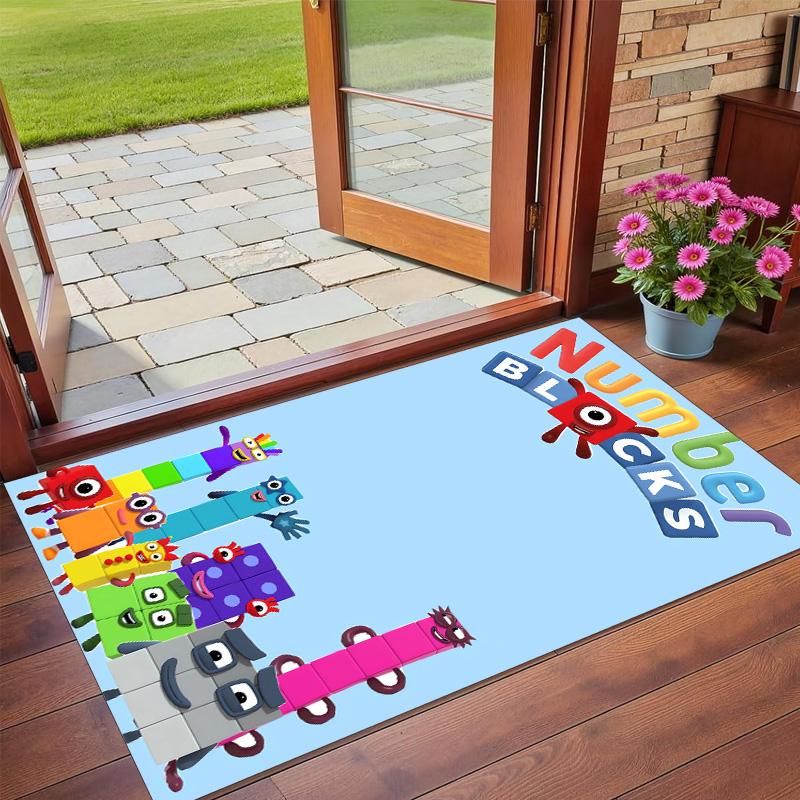Anti‑Slip Crystal Velvet Floor Rug, Numberblocks Design Carpet for Indoor Living Bedroom Home Decoration