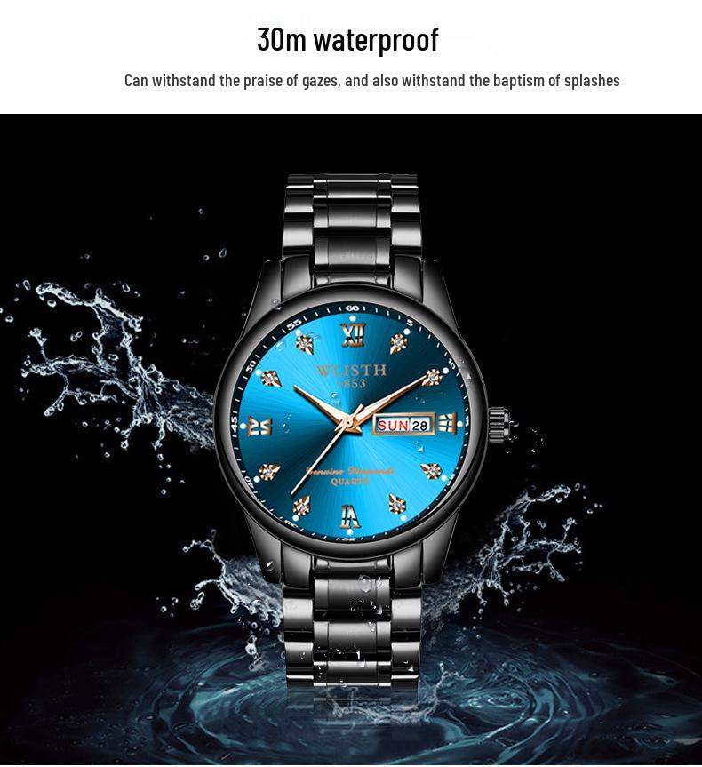 Wolis Men's Waterproof Quartz Stainless Steel Watch