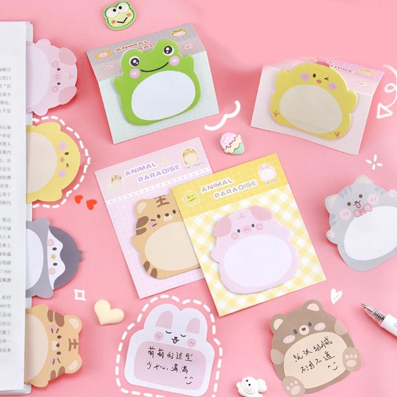 160 Sheets Animal Notes Paper Adheive Notes Pad Pocket Notepads Pocket Memo Pad for Writing Journaling Noting 60x58mm