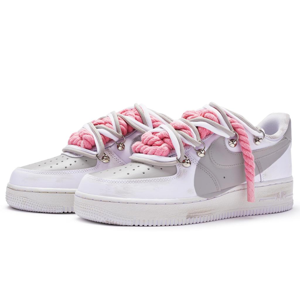 Nike Air Force 1 '07 ''T10'' Leather Slip Resistant Abrasion Resistant Low top Skateboard Shoes Men's White Gray CW2288-111(Team80-''T10'')