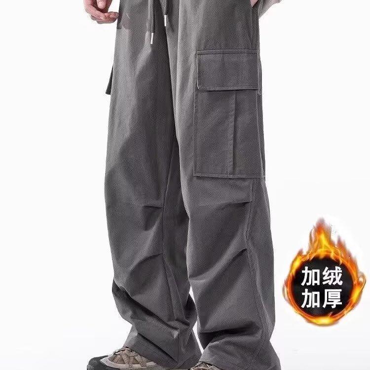 American paratrooper pants men's autumn and winter new trendy brand loose multi-pocket overalls casual versatile wide-leg trousers