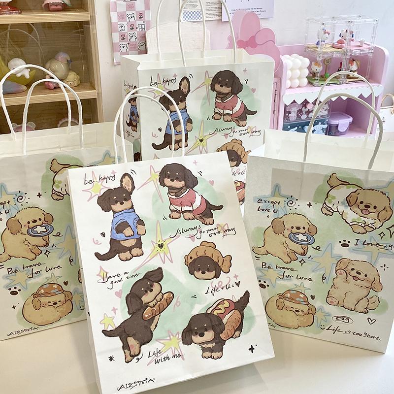 Cute Dog Paper Bag Handbag Shopping Bag Packaging Bag Gift Bag Storage Bag Gift Packaging