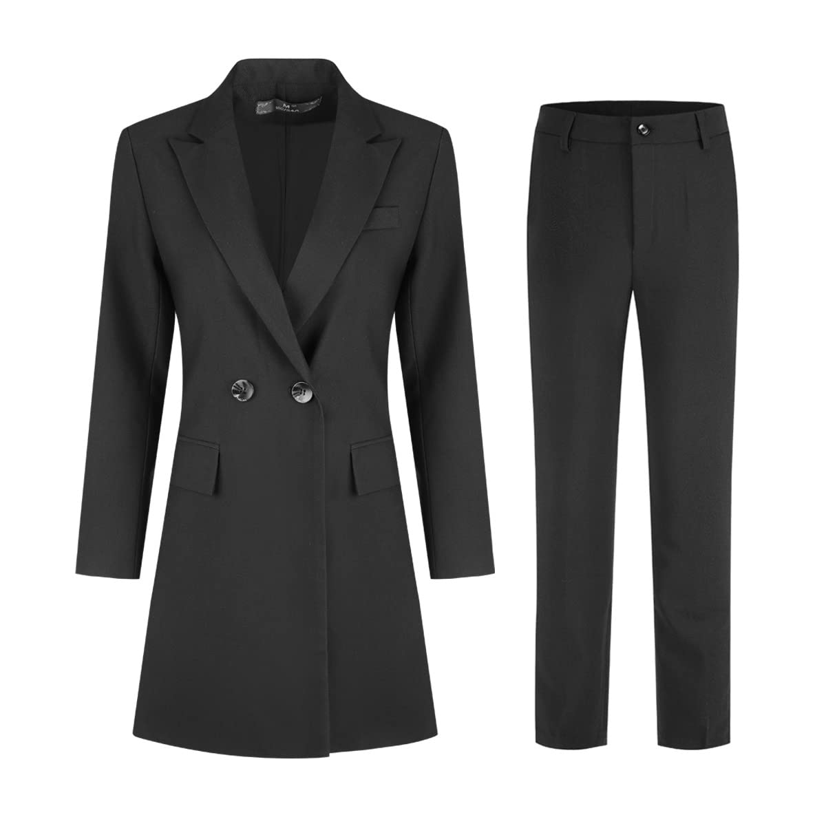 

Elegant Long Long Suitable for Casual Office Job Solid Plus Sizes Available [ByFshow] Women s Pantsuit, 2-Piece Set, Jacket, Sleeves, Black, Wear, чёрный