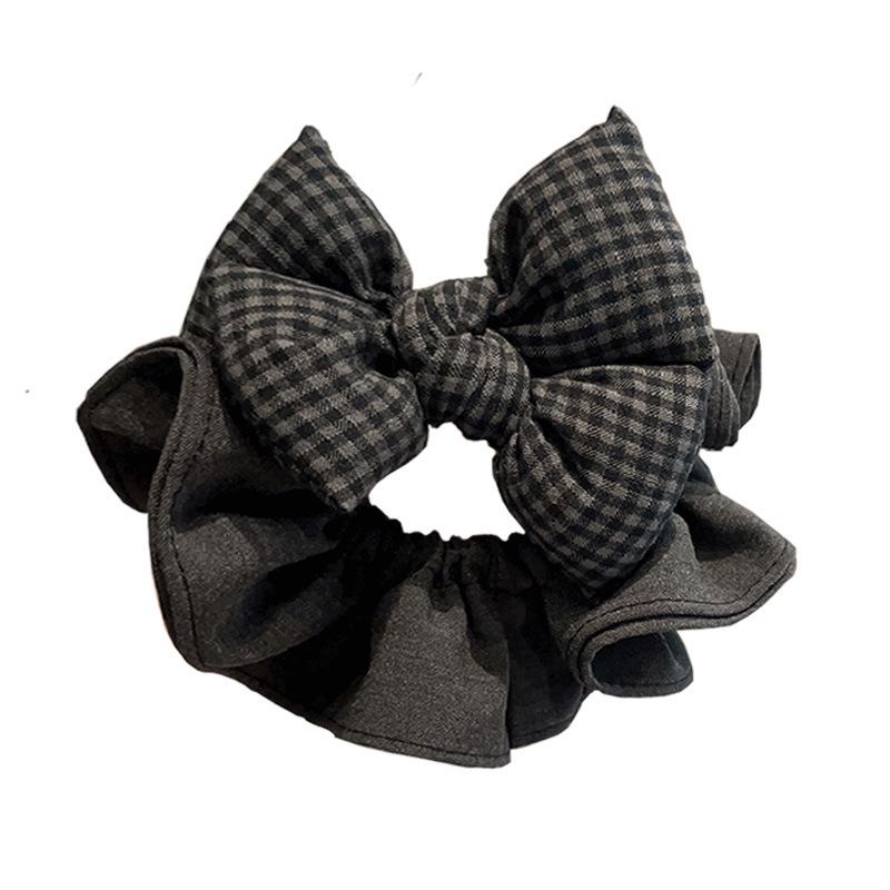 Versatile Plaid Bow Scrunchie Hair Tie - Elegant Women's Ponytail Accessory