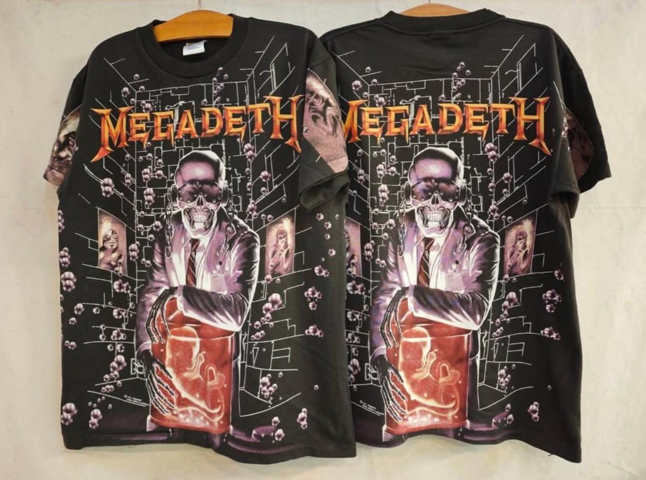 VTG Megadeth AOP Countdown To Extinction 1991 Metal 90s Band XL REPRINT Unisex T-Shirt XL