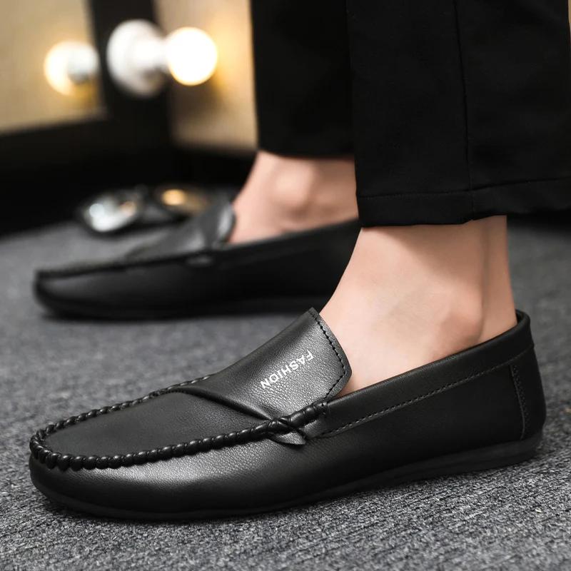 Fashion Genuine Leather Men Loafers Breathable Slip on Men Driving Shoes Italian Luxury Brand Men Casual Shoes Moccasins Chaussure Homme
