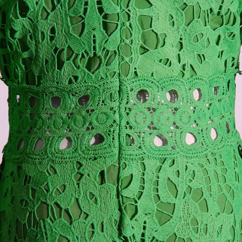 Retro Style Waist Embroidery Swing Dress Spring and Autumn Fashion Bubble Sleeve Dress Women's Medium Long Dress