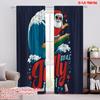 2pcs,2D Plane Printing Curtains&Window Treatment Surfing Santa & Reindeer Versatile Polyester Fabric (without Rod) Decorations