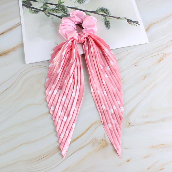 Hair Rope Dot Print Handmade Pleated Ribbon Hair Tie No Damage High Elasticity Ponytail Holder Daily Hair Accessory