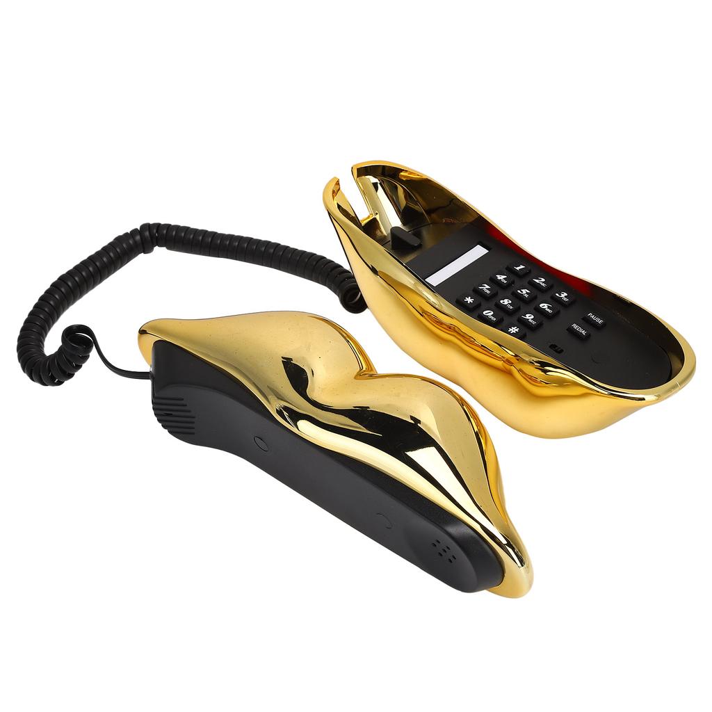 Electroplating Golden Lip Shape Telephone with Telephone Line for Home Office Hotel