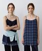 Hane [Reversible] Satin Layered Mini Dress_Navy-Check