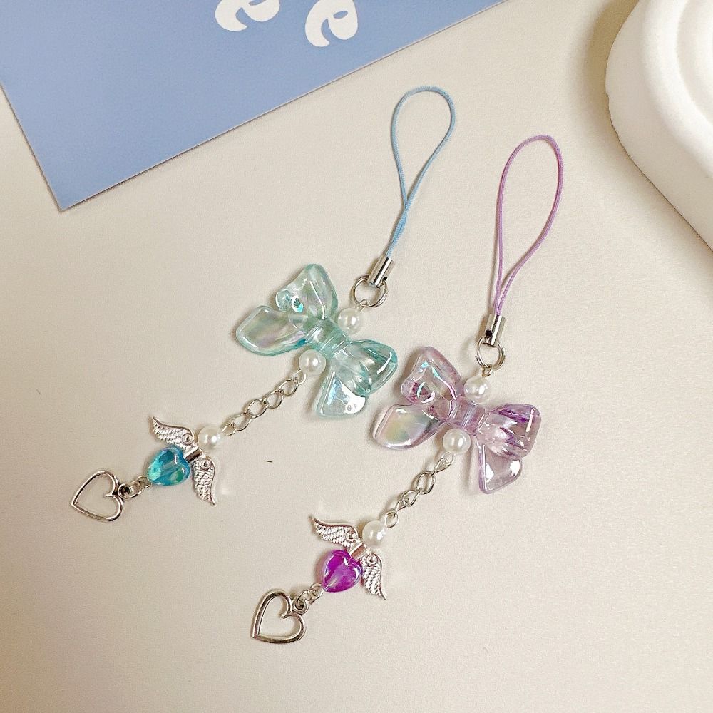 Acrylic Women Mobile Phone Chain Transparent Key Chain Cute Phone Hanging Lanyard