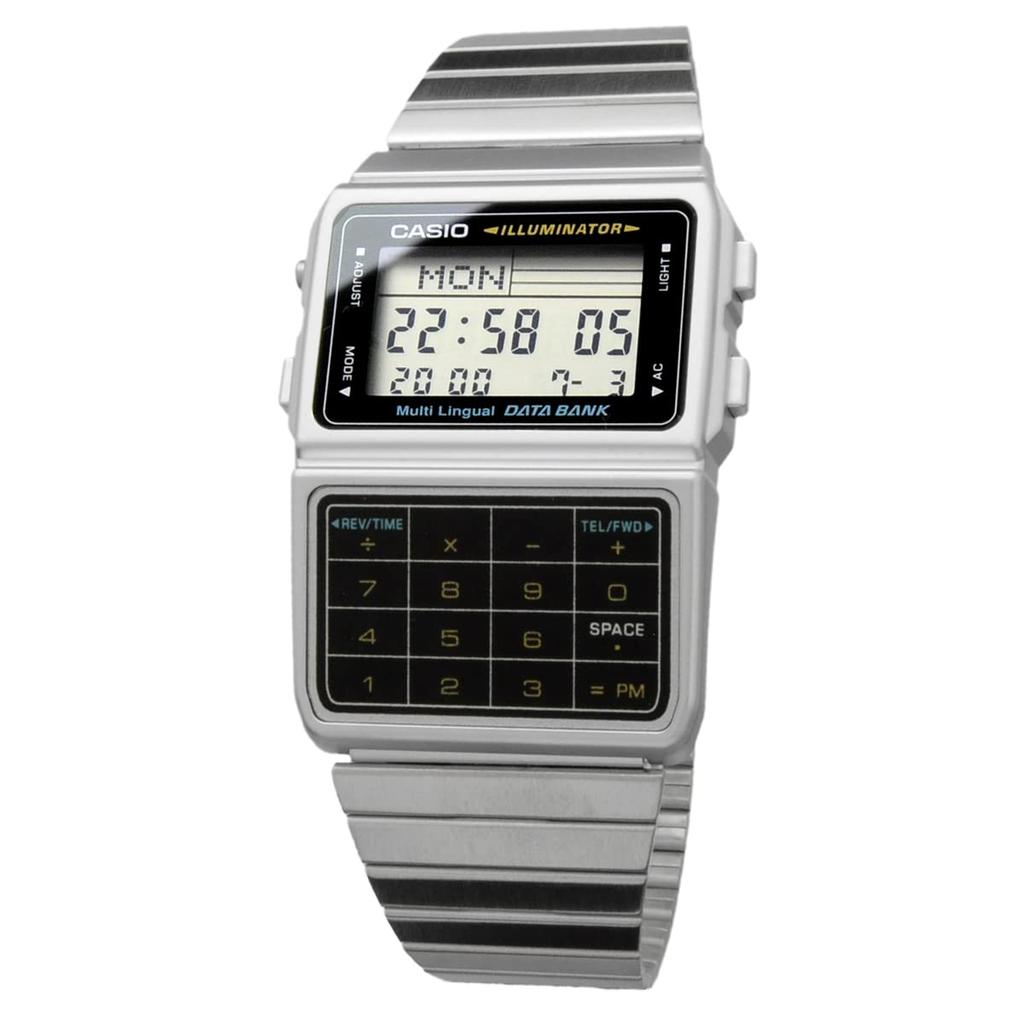 Casio DATA BANK Digital Watch DBC-611-1 Men's Silver and Black Overseas Model [Parallel Import]