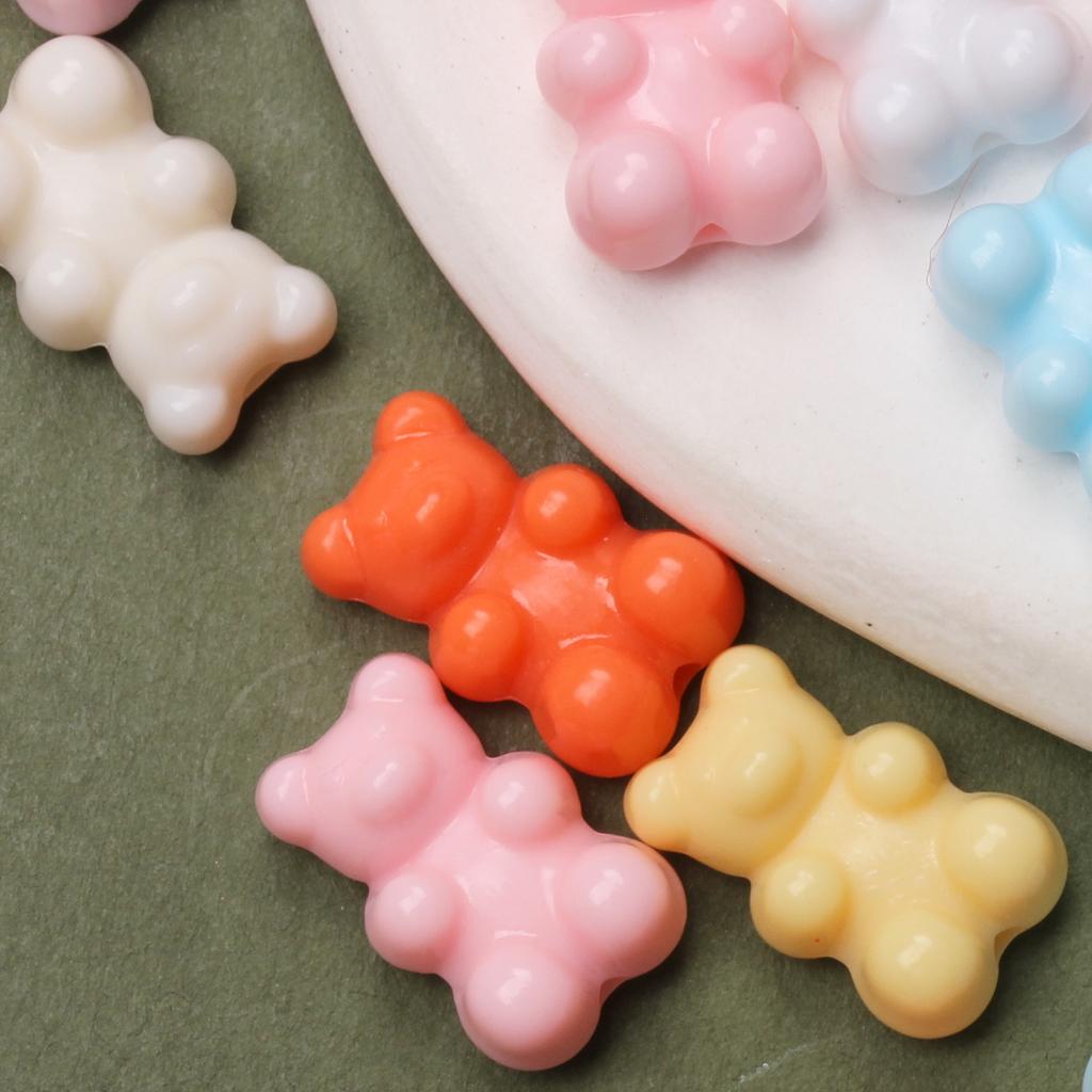 Solid Color Fashion Jewelry Accessories 25Pcs Loose Beads Bracelet Mobile Phone Chain Materials Making Earring DIY Bear 11*18mm