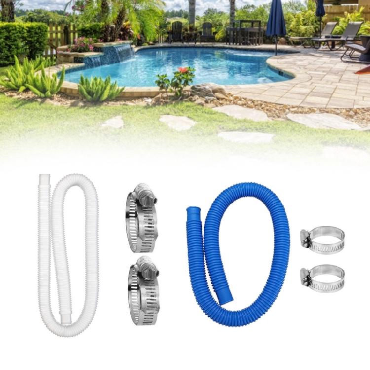 150cm Swimming Pool Hose Pump Hose Tubes for Above Ground Pool Saltwater System with Clamps Replacement 1-1/4Inch Hose