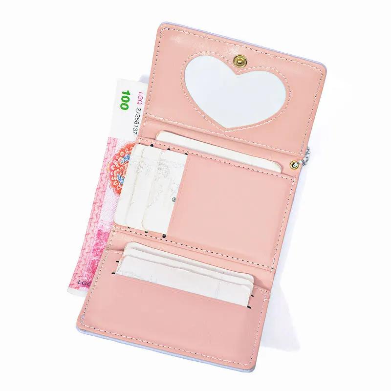 Popular Cute Wallet Foaming Printing Rabbit Coin Purse Hairy Ball Pendant Three Fold Wallet Card Holder Girl Cartoon Clutch