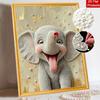 Sparkling Framed Pearl Painting Kit DIY with Cute Baby Elephant 3D Bead Art Canvas Ready To Display Home Wall Decor Gift Set for Crafting