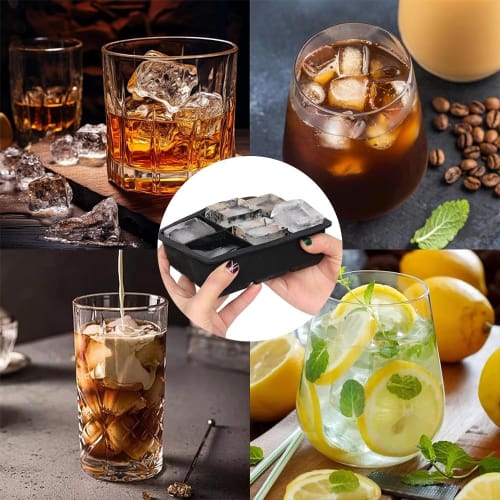 Phyxiul Food-Grade Silicone Ice Maker, 5cm Square, for Kitchens, Restaurants, and Home Use, Easy Ice Dispensing, with Lid (6 Trays)