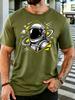 Vintage Colorful Astronaut Planet Star Space Graphic Unisexs Soft Cotton Short Sleeve Loose Cosmic Explorer Daily Casual Street Tee